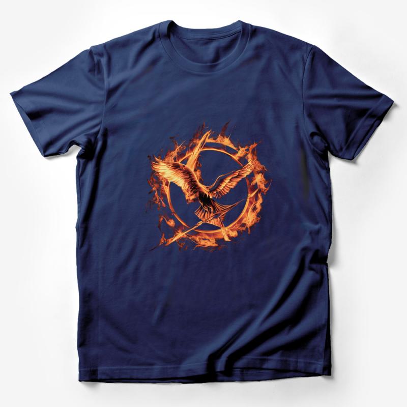 Phoenix Bird Fire Circle Graphic T-Shirt, Unisex Mythical Creature Tee, Fantasy Bird Art, Fire Rebirth Symbol Shirt Male T-Shirt