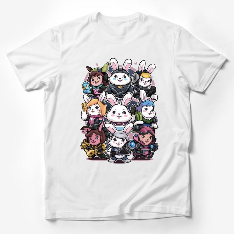 Cute Bunny Squad T-Shirt, Cartoon Rabbit Team, Kawaii Gaming Tee, Easter Gift, Unisex Shirt for Gamers Male T-Shirt