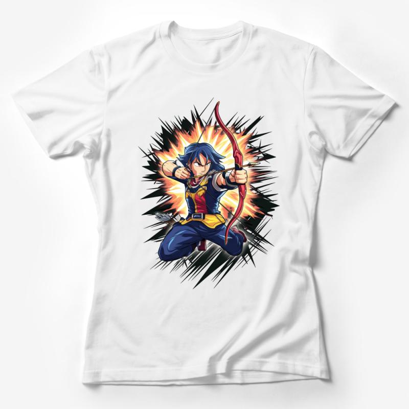 Archery Anime Style Graphic Tee, Vibrant Archer Character T-Shirt, Unique Hero Design Unisex Shirt Female T-Shirt