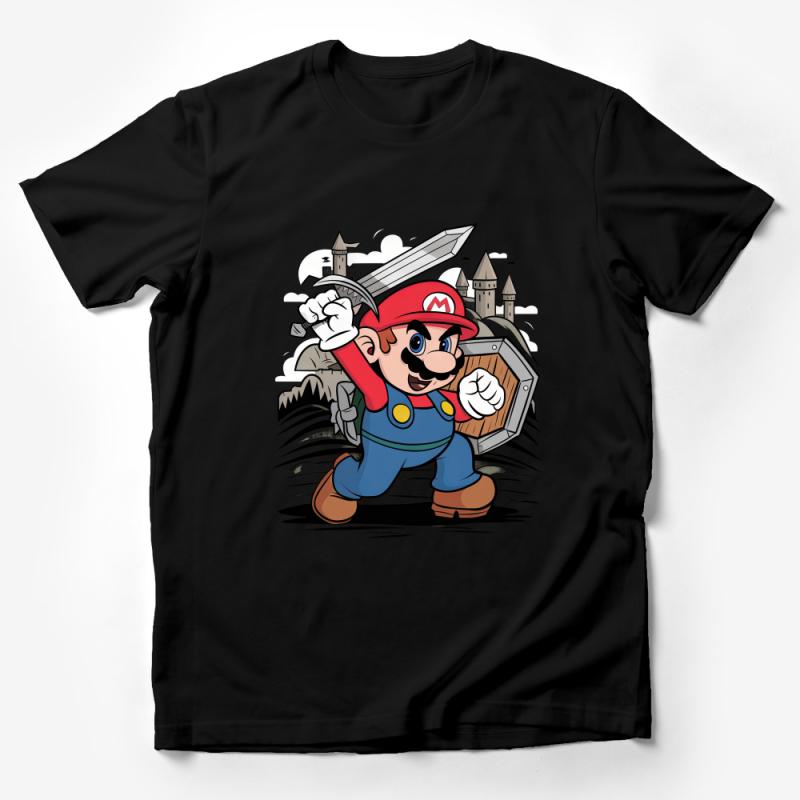 Knight Mario T-Shirt, Video Game Shirt, Cartoon Castle Graphic Tee, Unisex Adult and Youth Sizes Male T-Shirt