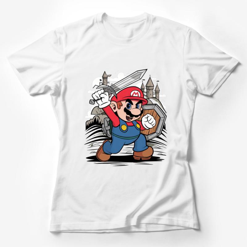 Knight Mario T-Shirt, Video Game Shirt, Cartoon Castle Graphic Tee, Unisex Adult and Youth Sizes Female T-Shirt