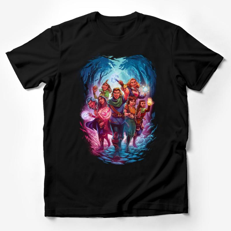 Fantasy Adventure Group T-Shirt, Epic Quest Art, Role-Playing Gamer Tee, Unisex Graphic Shirt, Vintage Style Game Party Apparel Male T-Shirt