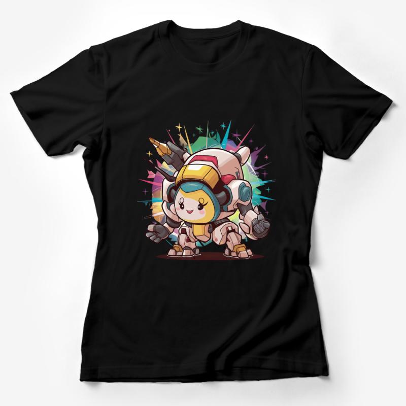 Chibi Robot Anime-Inspired T-Shirt, Cute Mech Graphic Tee, Cartoon Robot Nerd Wear, Unisex Clothing Gift Female T-Shirt