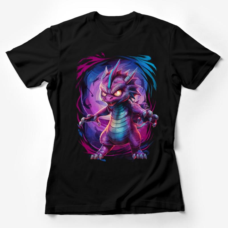 Fantasy Dragon Graphic Tee, Vibrant Purple Creature, Unisex T-Shirt, Cool Mythical Animal Design, Gift for Gamers and Fantasy Lovers Female T-Shirt