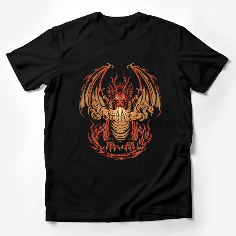 Dragon Graphic Tee, Mythical Creature Artwork, Unisex T-shirt, Fantasy Design Shirt, Casual Streetwear, Unique Dragon Illustration Top Male T-Shirt