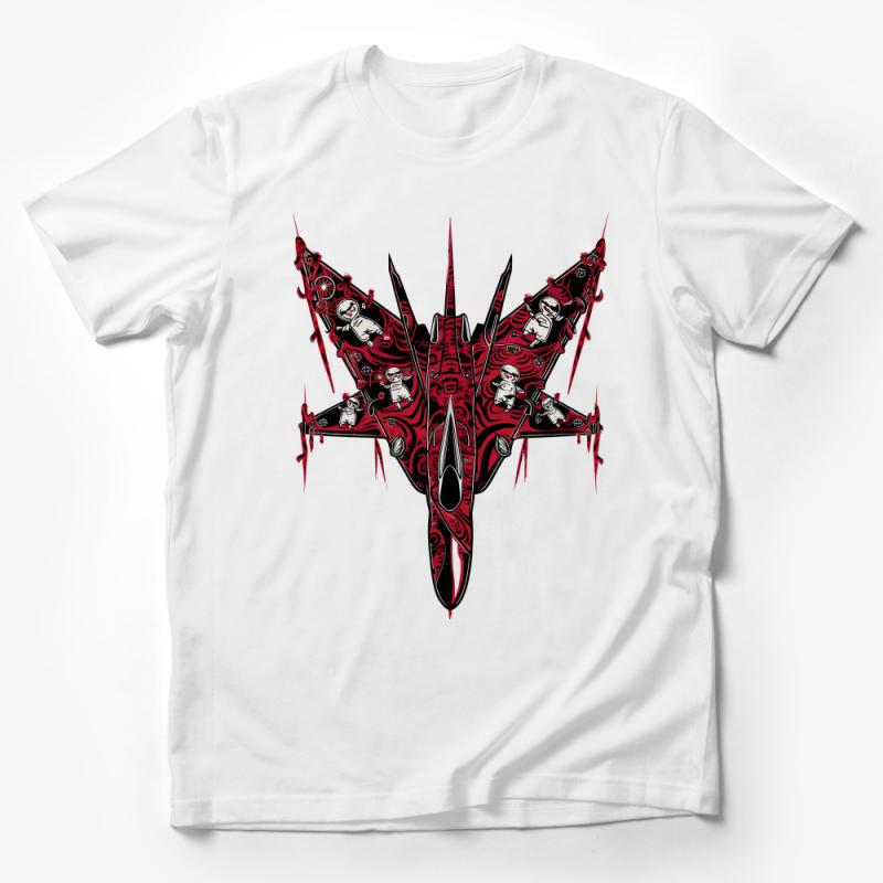 Unique Red and Black Abstract Dragon T-Shirt, Gothic Style, Edgy Urban Graphic Tee, Fantasy Art Clothing, Unisex Male T-Shirt