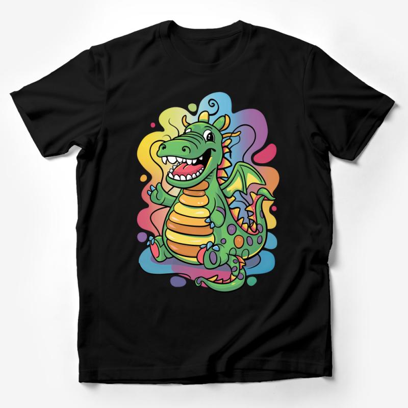 Cute Cartoon Dragon T-Shirt, Colorful Fantasy Creature Tee, Kids Magical Animal Shirt, Unisex Graphic Tee, Fun Birthday Gift Idea Male T-Shirt