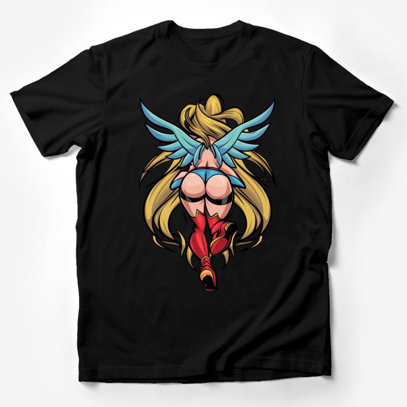 Angelic Warrior Graphic Tee, Fantasy Art Women T-Shirt, Unique Illustrated Casual Wear Male T-Shirt