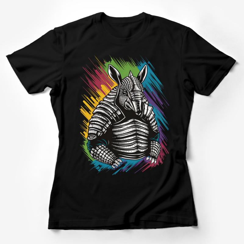 Unique Armored Rhino T-Shirt, Colorful Abstract Rhino Design, Unisex Rhino Art Tee, Gift for Animal Lovers Female T-Shirt