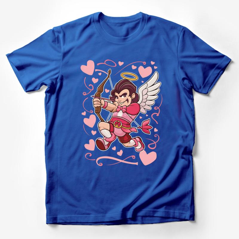 Cute Cupid Cartoon T-Shirt, Valentine's Day Love Hearts Graphic Tee, Unisex Casual Outfit, Gift Idea Male T-Shirt