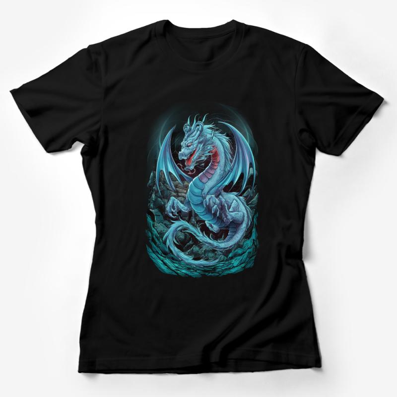 Mythical Blue Dragon T-Shirt, Fantasy Creature Unisex Tee, Cool Dragon Graphic Shirt, Unique Magic Animal Design Top Female T-Shirt