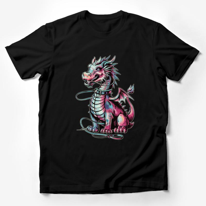 Cyberpunk Dragon T-Shirt, Vibrant Neon Graphic Tee, Unisex Fantasy Streetwear, Sci-Fi Lover Gift, Cool Dragon Art Shirt Male T-Shirt