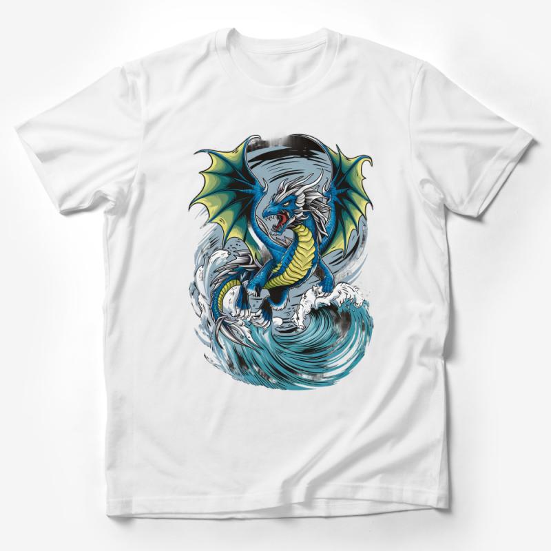 Blue Dragon Graphic T-Shirt, Mythical Creature Art Tee, Fantasy Dragon Lover Gift, Unisex Water Dragon Shirt Male T-Shirt