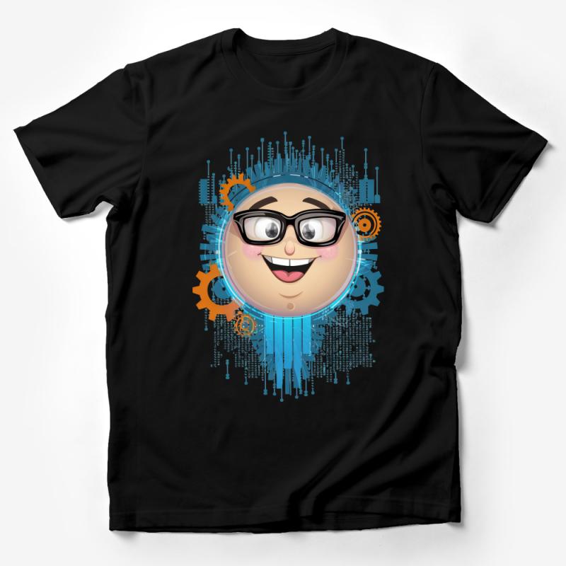 Geeky Emoji T-Shirt, Cute Nerd Face Graphic Tee, Unisex Adult Clothing, Tech-Inspired Casual Wear, Gift for Programmers Male T-Shirt