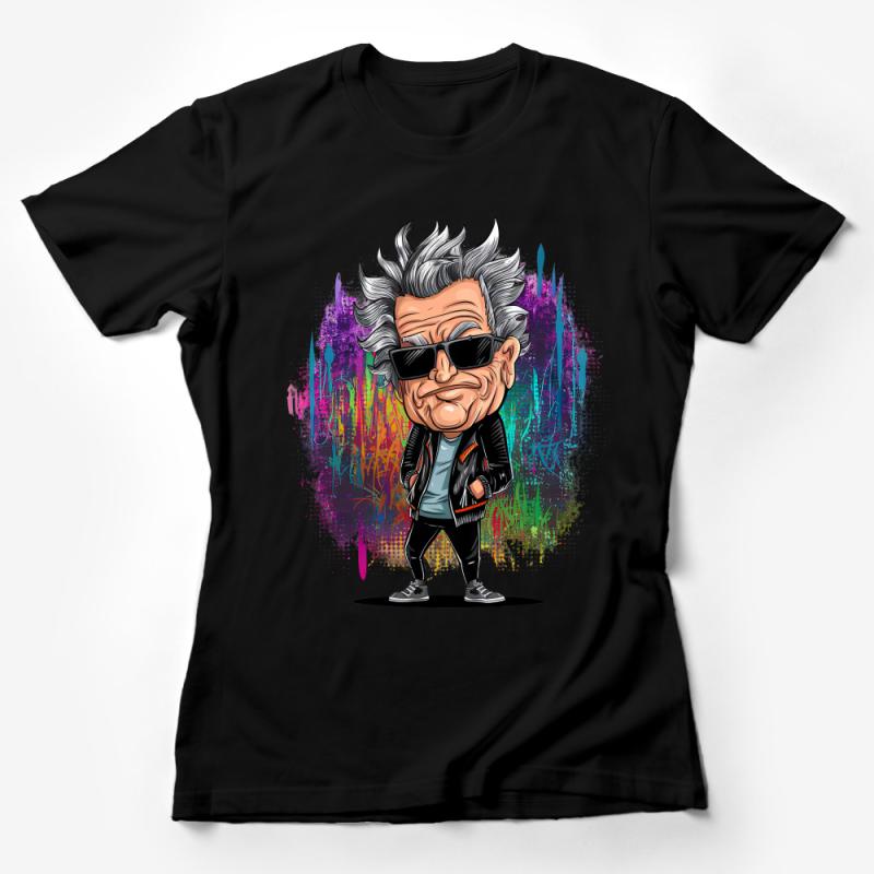 Cool Rockstar Caricature T-Shirt, Urban Street Style Graphic Tee, Vibrant Music Lover Shirt, Unisex Female T-Shirt