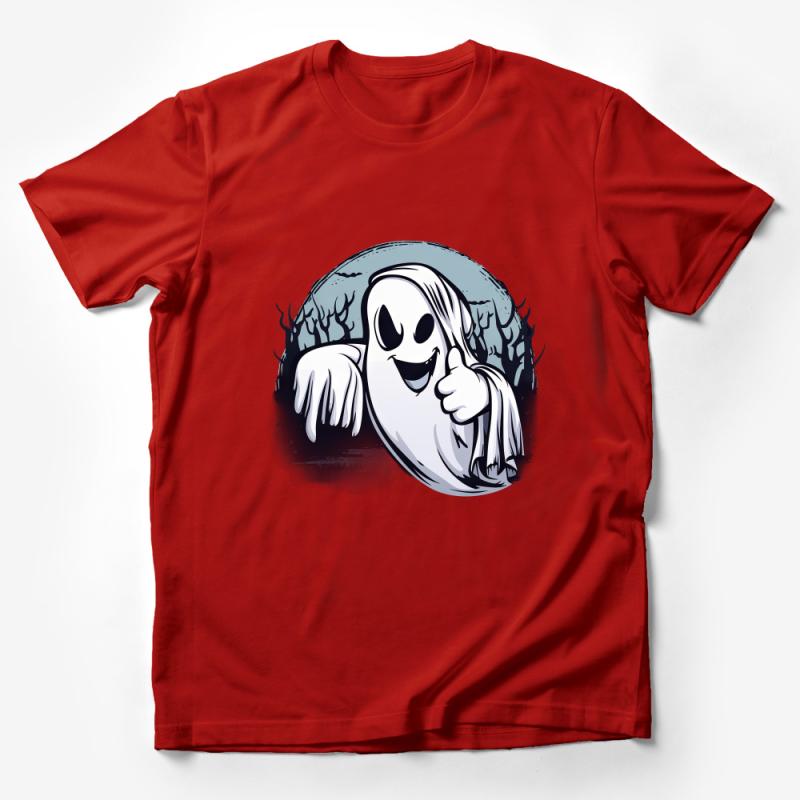 Friendly Ghost Cartoon T-Shirt, Cute Spooky Character Tee, Halloween Casual Wear, Unisex Ghost Graphic Shirt Male T-Shirt