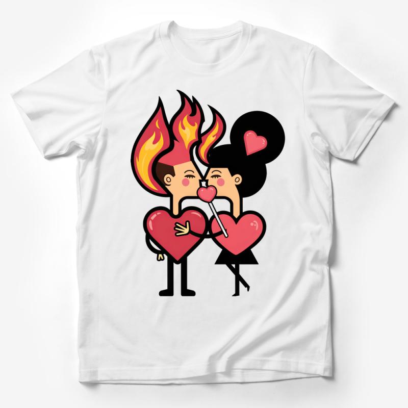 Flame Heart Kiss Valentine's Day T-Shirt, Cute Love Graphic Tee, Romantic Couple Shirt, Unisex Adult Clothing, Gift Idea Male T-Shirt