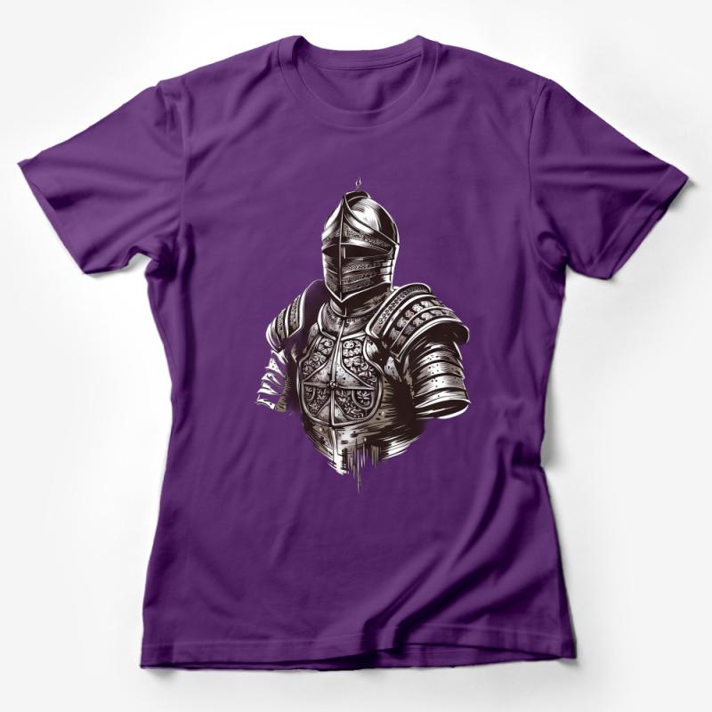 Vintage Knight Armor Print T-Shirt, Medieval Warrior Graphic Tee, Unisex History Enthusiast Gift Female T-Shirt