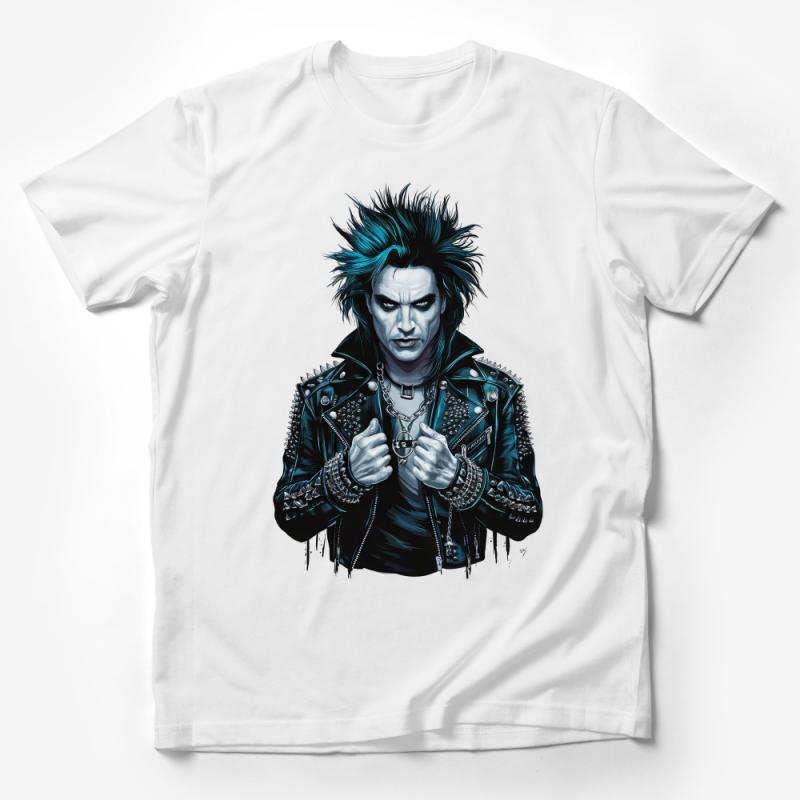 Punk Rock Icon Graphic T-Shirt, Unisex Spiked Jacket Illustration Tee, Cool Music Fan Apparel, Edgy Street Style Top, Gift for Rockers Male T-Shirt