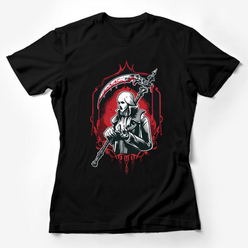 Gothic Warrior Graphic Tee, Men's Dark Fantasy Shirt, Medieval Knight T-Shirt, Unique Illustration Apparel, Gift for Gamers Female T-Shirt