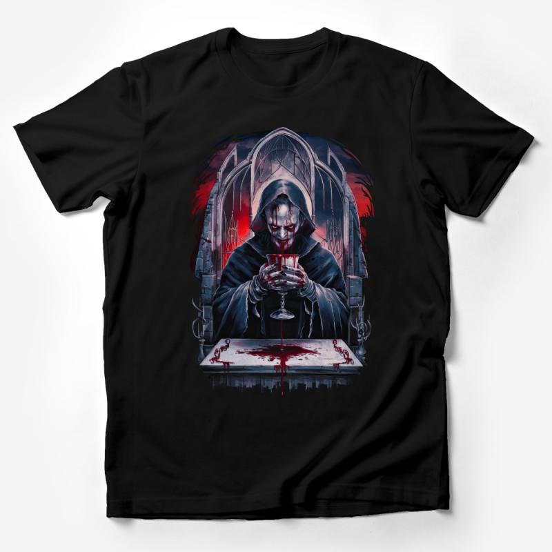 Gothic Vampire Art T-Shirt, Dark Fantasy Horror Graphic Tee, Men's Gothic Clothing, Unique Vampire Illustration Shirt, Gift for Horror Fans Male T-Shirt