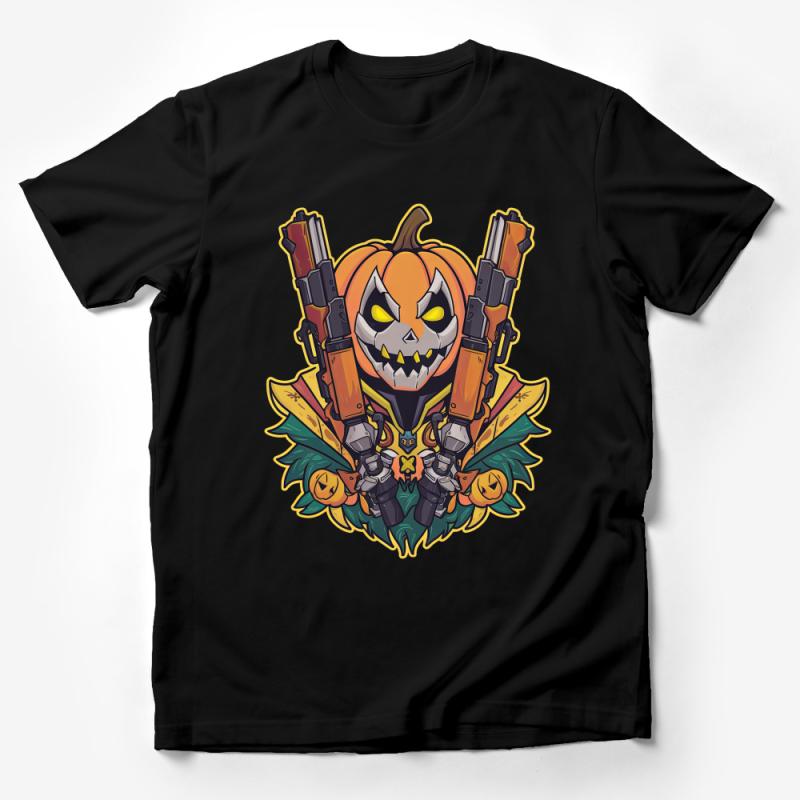 Halloween Pumpkin Head T-Shirt, Men's Graphic Tee, Gamer Inspired Jack-O-Lantern Apparel Male T-Shirt