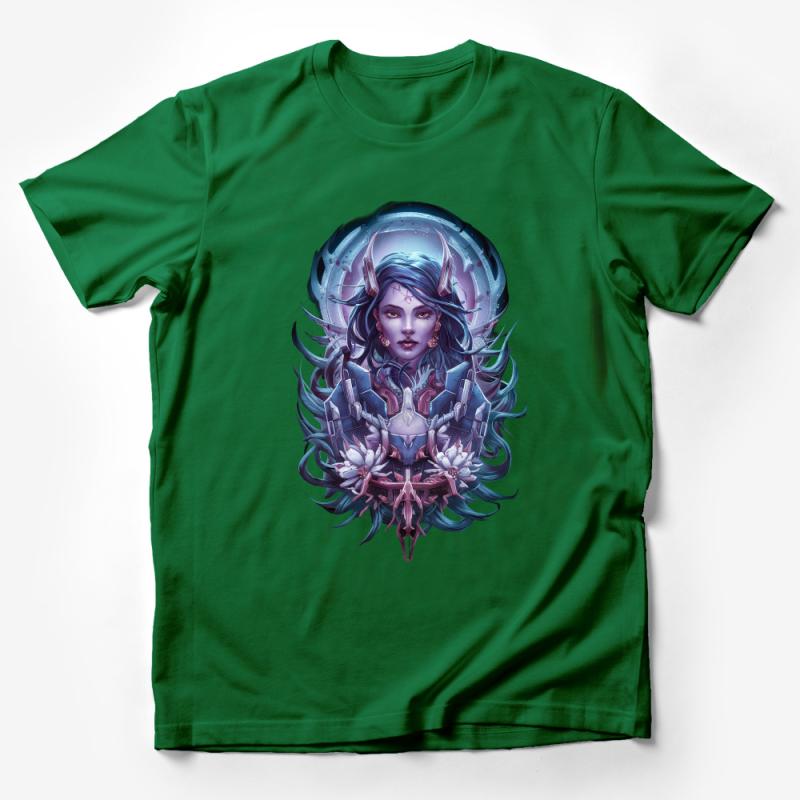 Women's Cyberpunk Fantasy Art T-Shirt, Futuristic Sci-Fi Warrior Printed Tee, Urban Style Clothing, Designer Graphic Fashion Top Male T-Shirt