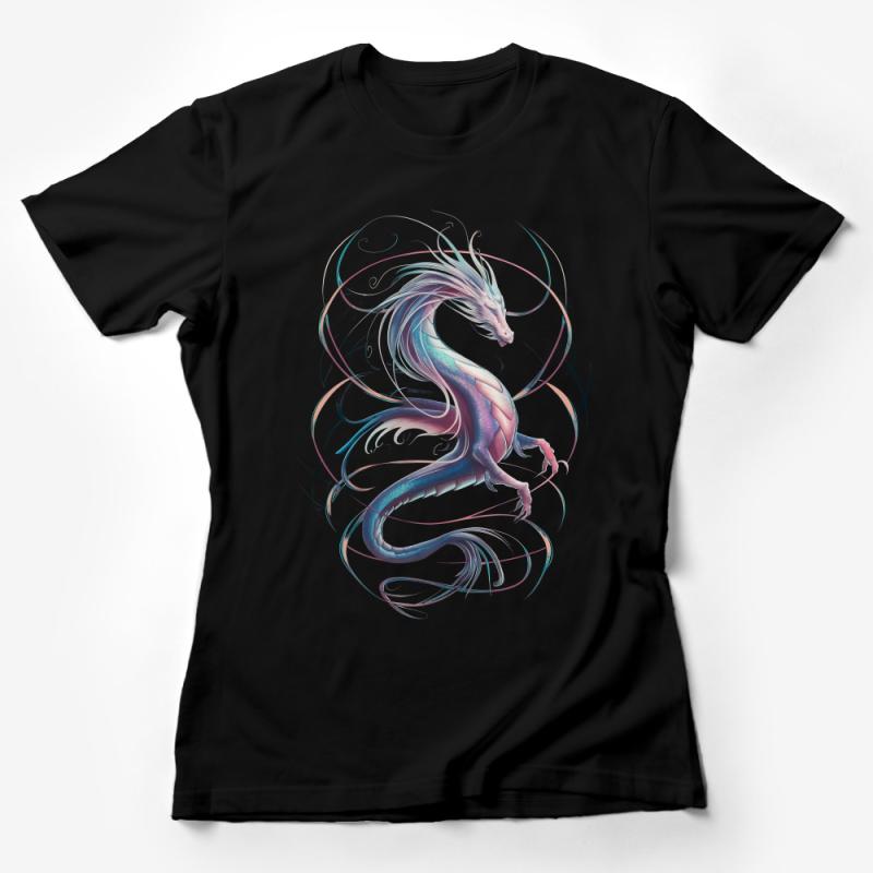 Mystical Dragon Art T-Shirt, Fantasy Creature Design Tee, Colorful Dragon T-Shirt for All Ages, Mythical Art Top Female T-Shirt