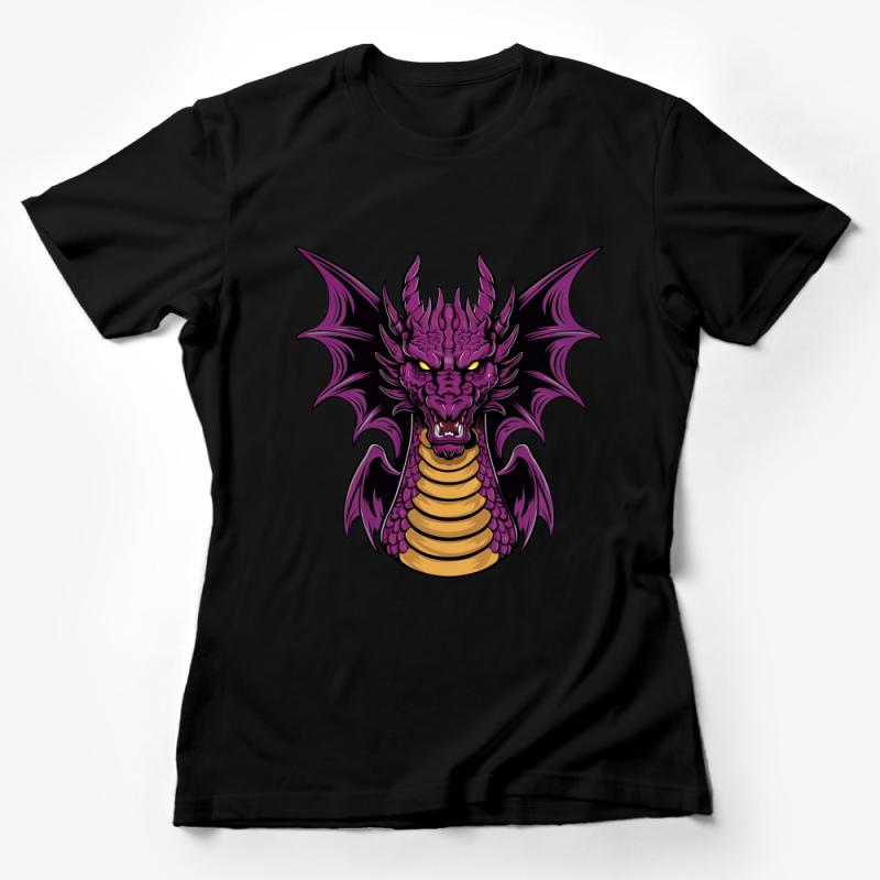 Dragon Graphic Tee, Fantasy Purple Dragon T-Shirt, Unisex Mythical Creature Shirt, Cool Dragon Design Top, Gift for Fantasy Lovers Female T-Shirt