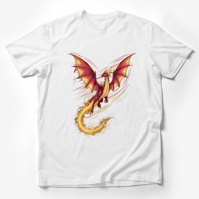 Fire Dragon Graphic Tee, Fierce Mythical Creature Design, Unisex Fantasy Art T-Shirt, Unique Dragon Lover Gift Idea Male T-Shirt