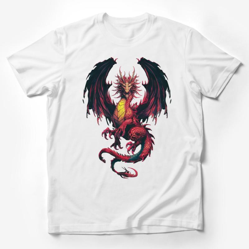 Men's Graphic Fantasy Dragon Tee, Fire Breath, Wings, Mythical Creature Shirt, Bold Design, Unisex T-Shirt Male T-Shirt