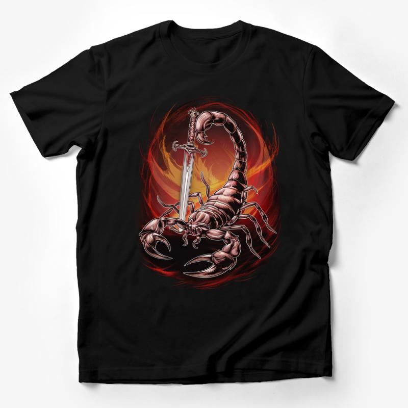 Scorpion Sword Warrior Graphic Tee, Unisex T-Shirt, Fantasy Art Shirt, Bold Statement Tee, Unique Illustration Apparel Male T-Shirt