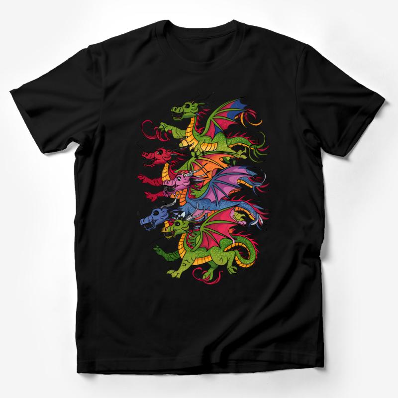 Colorful Dragon T-Shirt, Fantasy Creature Tee, Mythical Beast Graphic Shirt, Unisex Adult Clothing, Gift for Dragon Lovers Male T-Shirt