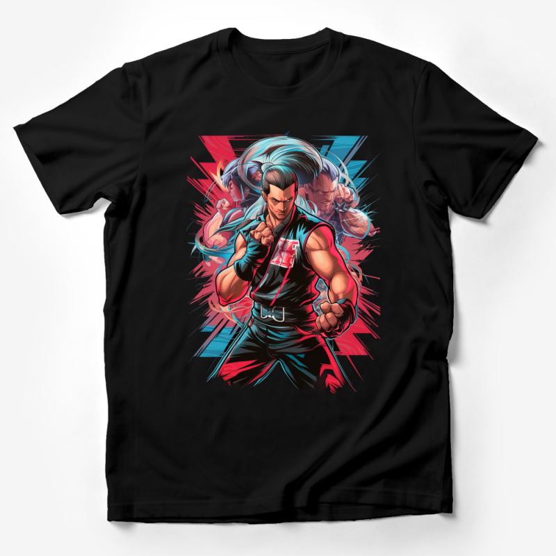 Retro Fighting Game Character T-Shirt, Cool Martial Artist Graphic Tee, Vintage Video Game Fan Apparel, Unisex Tee Male T-Shirt