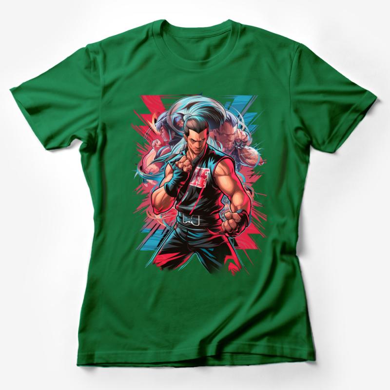 Retro Fighting Game Character T-Shirt, Cool Martial Artist Graphic Tee, Vintage Video Game Fan Apparel, Unisex Tee Female T-Shirt