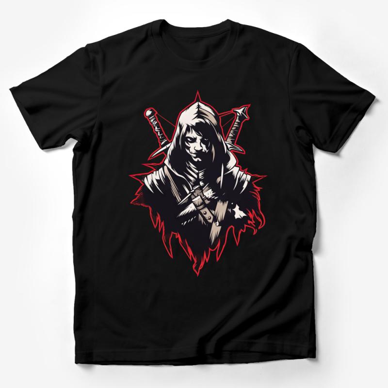 Fantasy Warrior Graphic Tee, Men's Dark Assassin T-Shirt, Cool Ninja Character Shirt, Unique Gift for Gamers Male T-Shirt