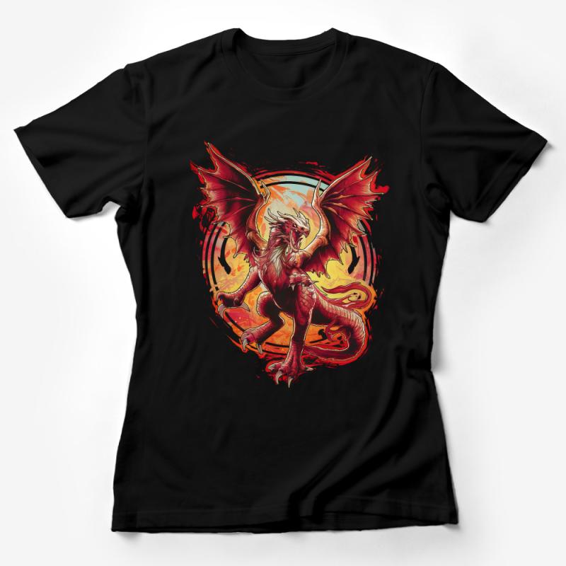 Fantasy Dragon T-Shirt, Fire-Breathing Red Dragon Tee, Mythical Creature Shirt, Unisex Graphic Tee, Gift for Fantasy Lovers Female T-Shirt