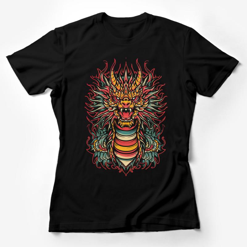 Dragon Graphic Tee, Vibrant Mythical Creature Artwork, Unisex Adult T-Shirt, Cool Fantasy Fashion, High-Quality Cotton Shirt Female T-Shirt