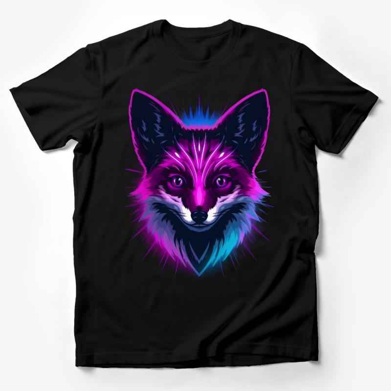 Colorful Neon Fox Graphic T-Shirt, Vibrant Animal Art Tee, Unisex Fashion Top, Hipster Streetwear, Casual Shirt Gift Male T-Shirt