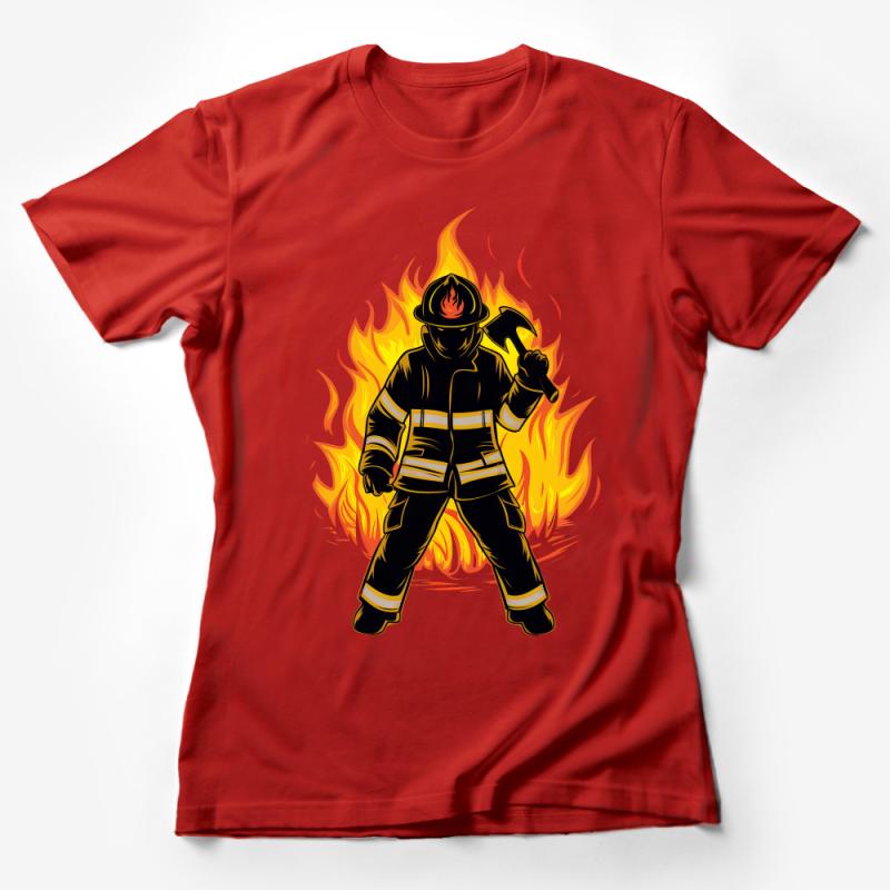 Firefighter Hero T-Shirt, Fire Department Tee, Fire Rescuer Graphic Shirt, Gift for Fireman, Firefighting Emblem, Men's Firefighter Shirt Female T-Shirt