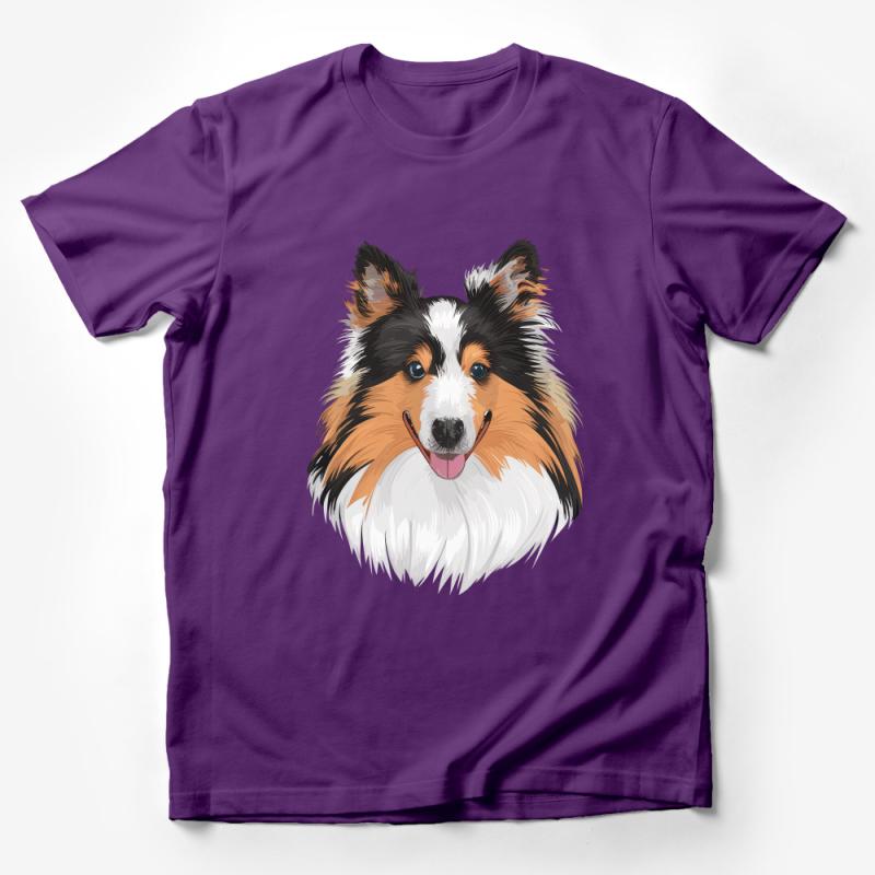 Adorable Shetland Sheepdog Graphic Tee, Cute Dog Lover Unisex T-Shirt, Animal Illustration Casual Shirt, Sheltie Owner Gift Idea Male T-Shirt