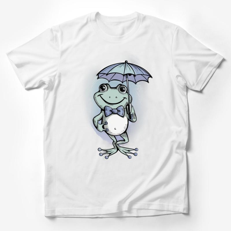 Cute Frog with Umbrella T-Shirt, Funny Rainy Day Tee, Animal Lover Casual Shirt, Unique Illustration Unisex Graphic Top Male T-Shirt