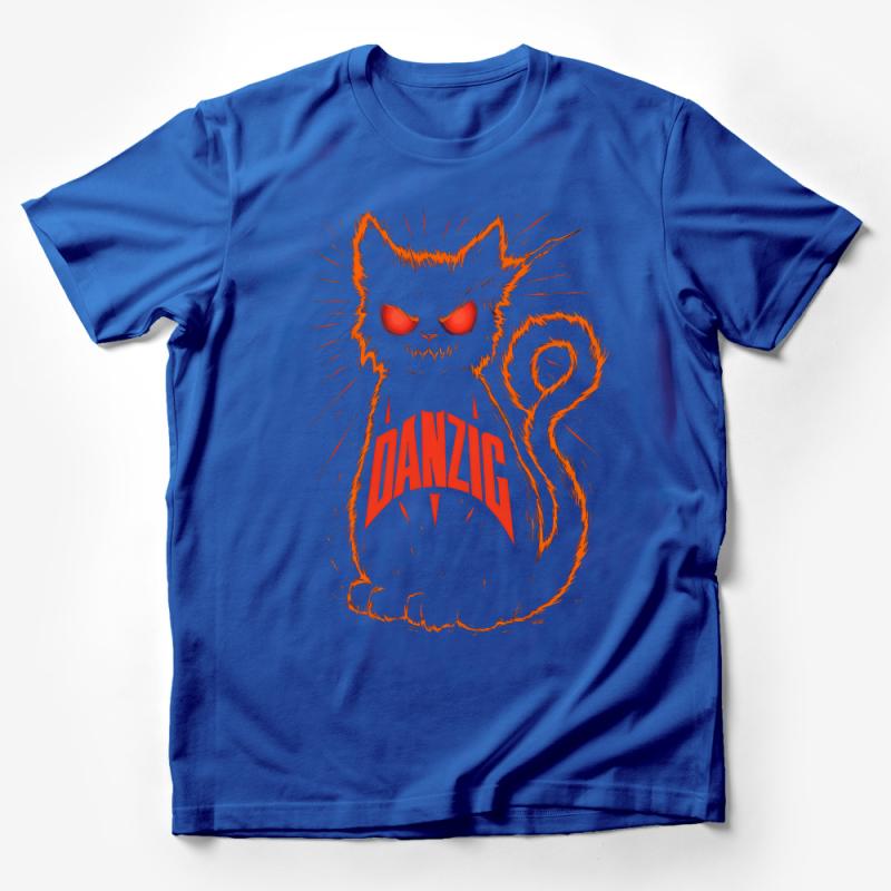 Men's Graphic Tee, Angry Cat Design, Danzig Parody Shirt, Orange Illustration, Cool Rock T-Shirt, Unique Streetwear, Casual Wear Male T-Shirt