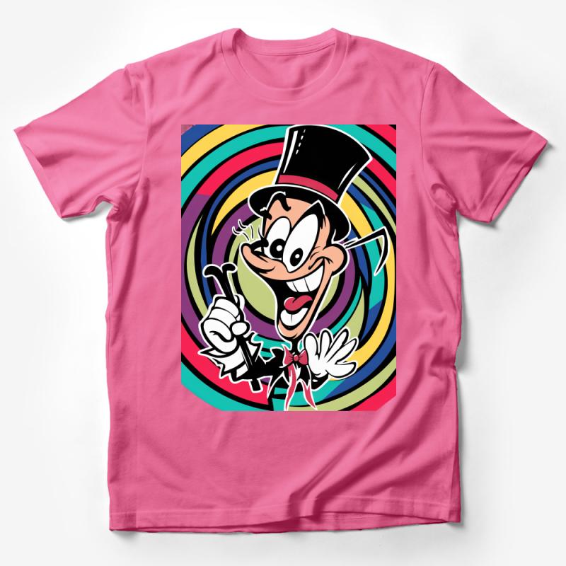 Retro Cartoon Character T-Shirt, Colorful Hypnotic Spiral, Unisex Vintage Tee, Funky Comic Style Top, Casual Wear, Gift for Cartoon Lovers Male T-Shirt