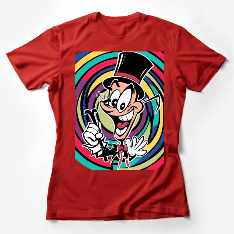 Retro Cartoon Character T-Shirt, Colorful Hypnotic Spiral, Unisex Vintage Tee, Funky Comic Style Top, Casual Wear, Gift for Cartoon Lovers Female T-Shirt