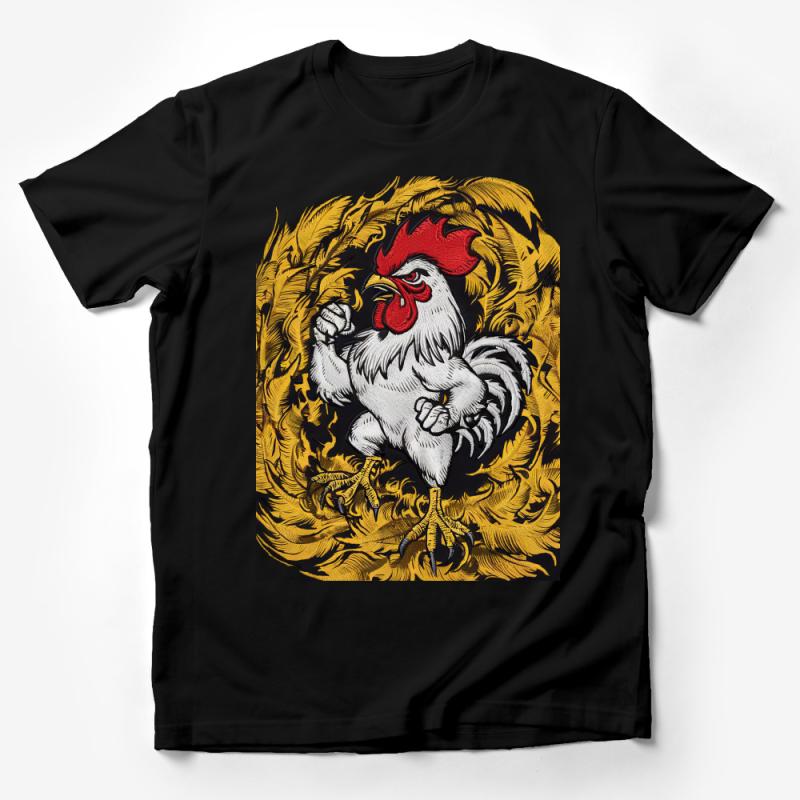 Rooster Fight Club Vintage Look T-Shirt, Unique Chicken Graphic Tee, Bold Animal Print Shirt, Artistic Design Casual Wear Unisex Male T-Shirt