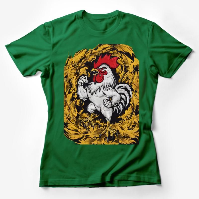 Rooster Fight Club Vintage Look T-Shirt, Unique Chicken Graphic Tee, Bold Animal Print Shirt, Artistic Design Casual Wear Unisex Female T-Shirt