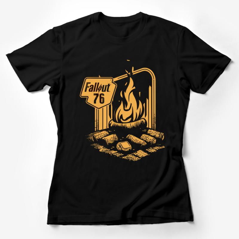 Vintage-Inspired Fallout 76 Campfire T-Shirt, Gaming Graphic Tee, Unisex Retro Gamers Apparel, Gift for Video Game Lovers Female T-Shirt