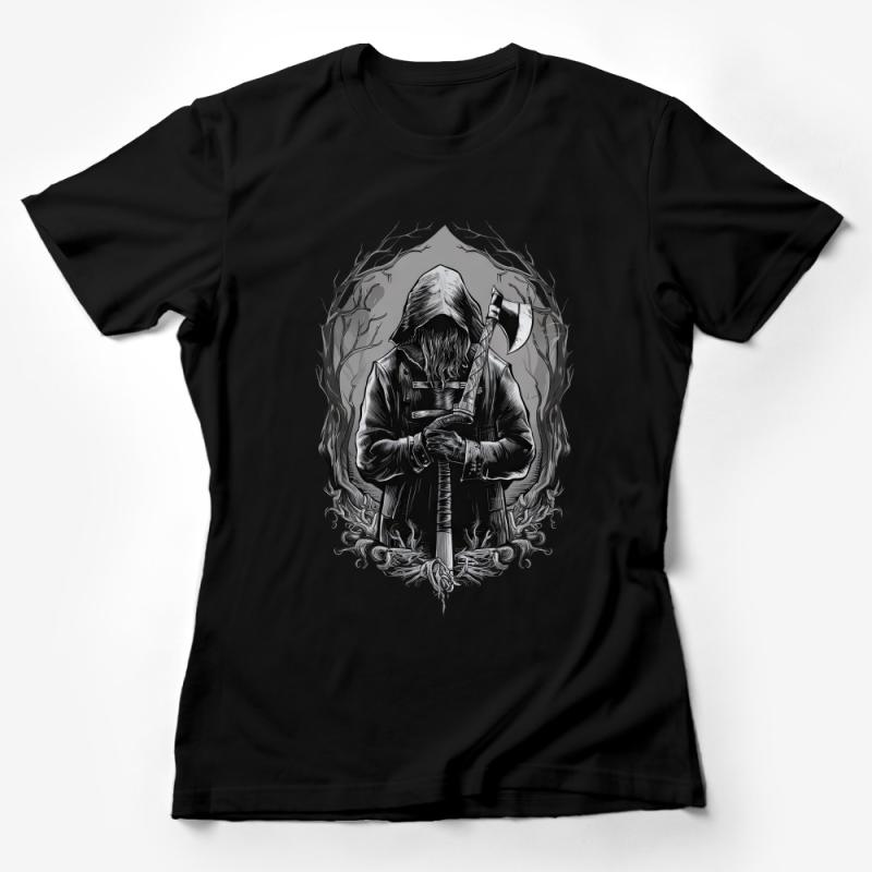 Gothic Reaper T-Shirt, Grim Fantasy Art Tee, Dark Aesthetic Clothing, Unisex Mystic Graphic Shirt Female T-Shirt