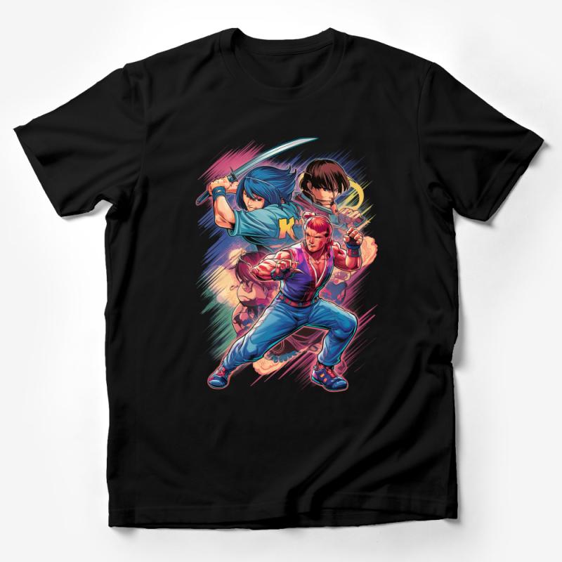 Retro Style Fighting Video Game Characters Tee, Cool Martial Arts Graphic T-Shirt, Unisex Vintage Gamer Shirt, Gift for Gamers Male T-Shirt